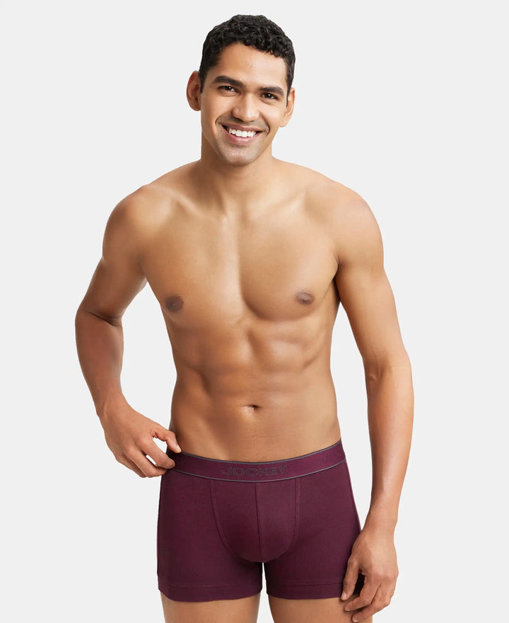 Super Combed Cotton Rib Solid Trunk with StayFresh Treatment - Wine Tasting-5