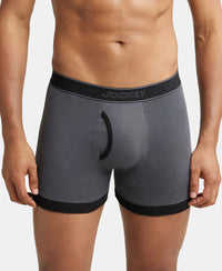 Super Combed Cotton Rib Solid Boxer Brief with StayFresh Treatment - Asphalt & Black-2