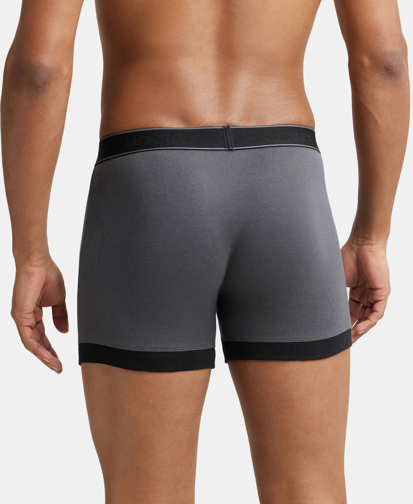 Super Combed Cotton Rib Solid Boxer Brief with StayFresh Treatment - Asphalt & Black-4