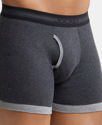 Super Combed Cotton Rib Solid Boxer Brief with StayFresh Treatment - Black Melange & Mid Grey-6
