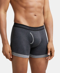 Super Combed Cotton Rib Solid Boxer Brief with StayFresh Treatment - Black Melange & Mid Grey-3