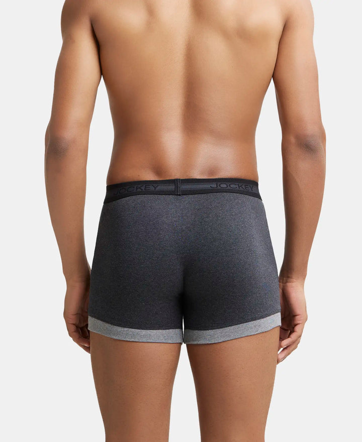 Super Combed Cotton Rib Solid Boxer Brief with StayFresh Treatment - Black Melange & Mid Grey-4