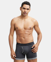 Super Combed Cotton Rib Solid Boxer Brief with StayFresh Treatment - Black Melange & Mid Grey-6