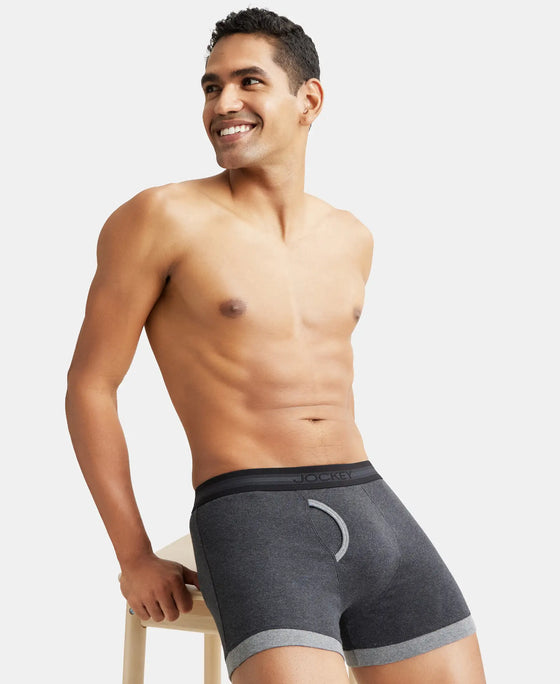 Super Combed Cotton Rib Solid Boxer Brief with StayFresh Treatment - Deep Navy & Charcoal Melange-5