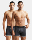 Super Combed Cotton Rib Solid Boxer Brief with StayFresh Treatment - Deep Navy & Charcoal Melange-1