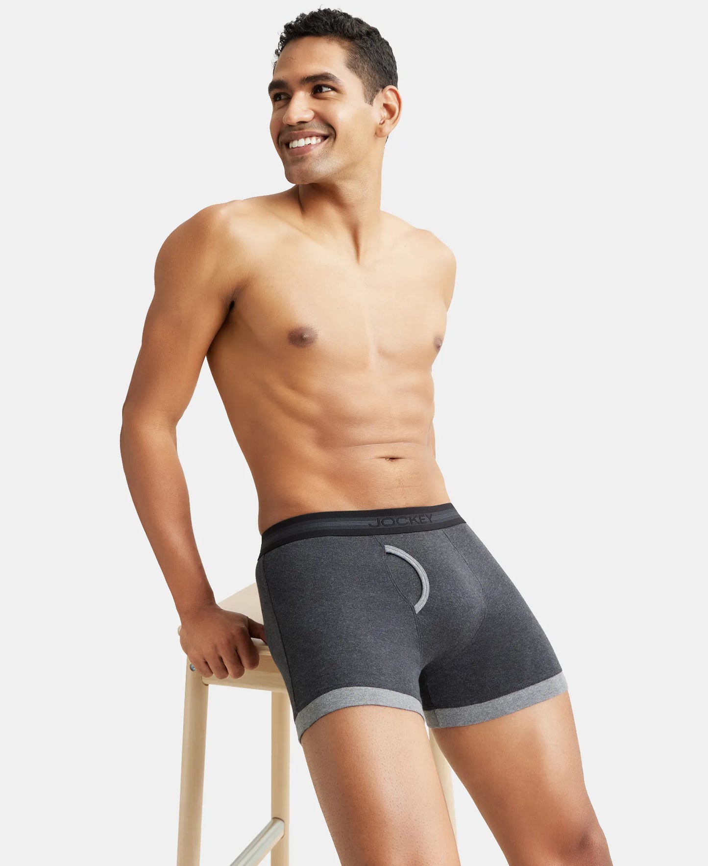 Super Combed Cotton Rib Solid Boxer Brief with StayFresh Treatment - Deep Navy & Charcoal Melange-6