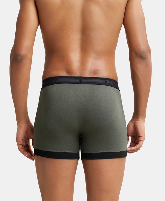 Super Combed Cotton Rib Solid Boxer Brief with StayFresh Treatment - Deep Olive & Black-3