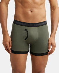 Super Combed Cotton Rib Solid Boxer Brief with StayFresh Treatment - Deep Olive & Black-2