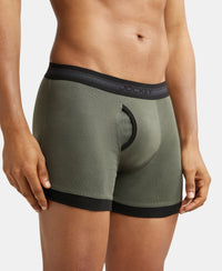 Super Combed Cotton Rib Solid Boxer Brief with StayFresh Treatment - Deep Olive & Black-3