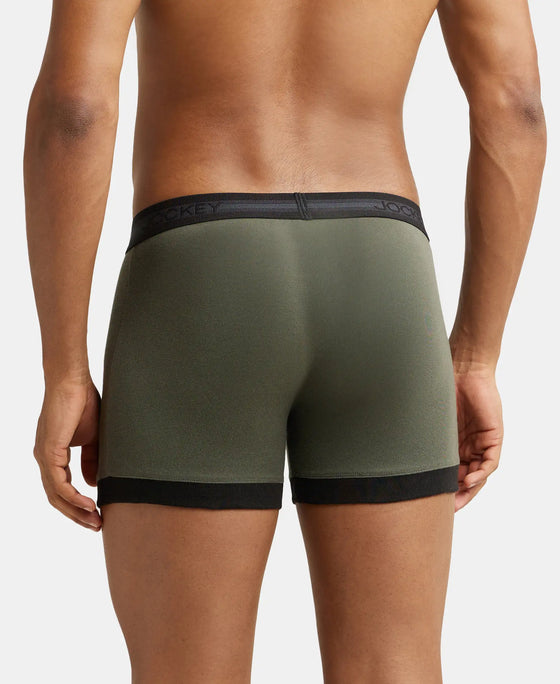 Super Combed Cotton Rib Solid Boxer Brief with StayFresh Treatment - Deep Olive & Black-4