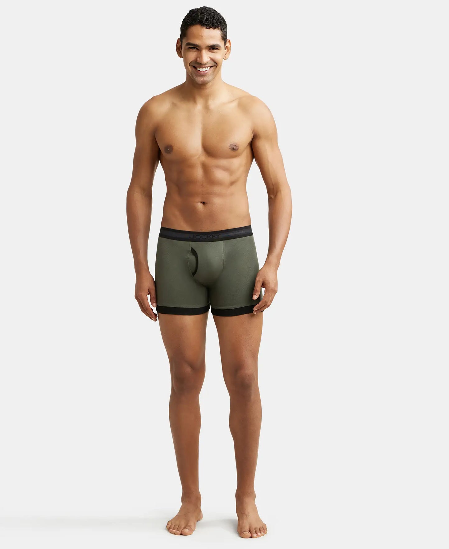 Super Combed Cotton Rib Solid Boxer Brief with StayFresh Treatment - Deep Olive & Black-5