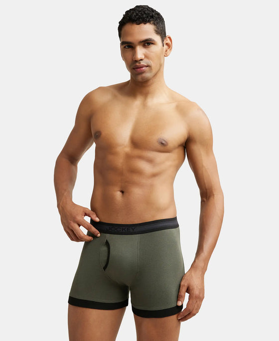 Super Combed Cotton Rib Solid Boxer Brief with StayFresh Treatment - Deep Olive & Black-6