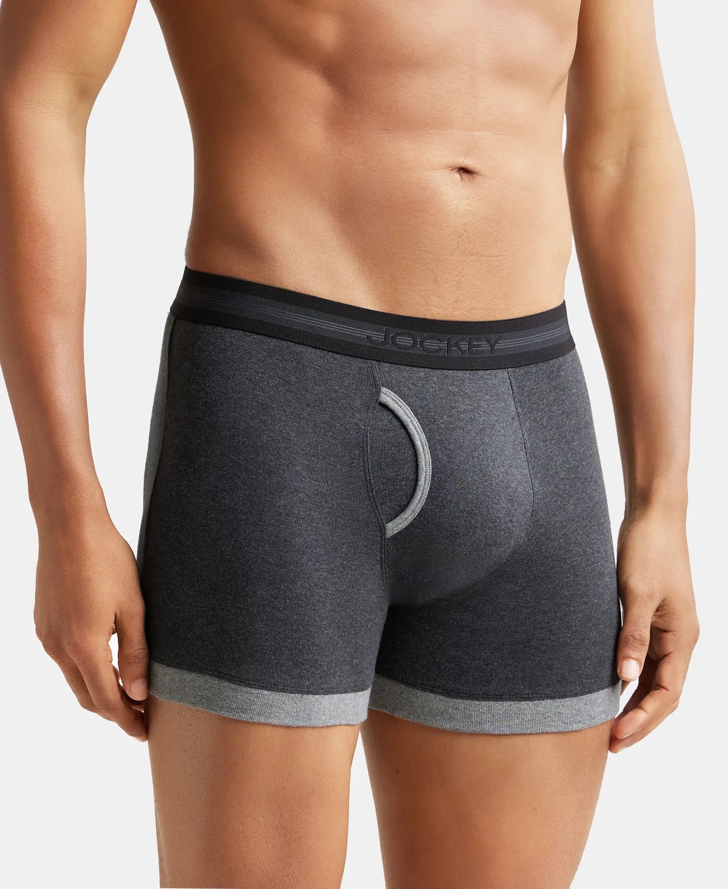 Super Combed Cotton Rib Solid Boxer Brief with StayFresh Treatment - Mid Grey & Charcoal-2