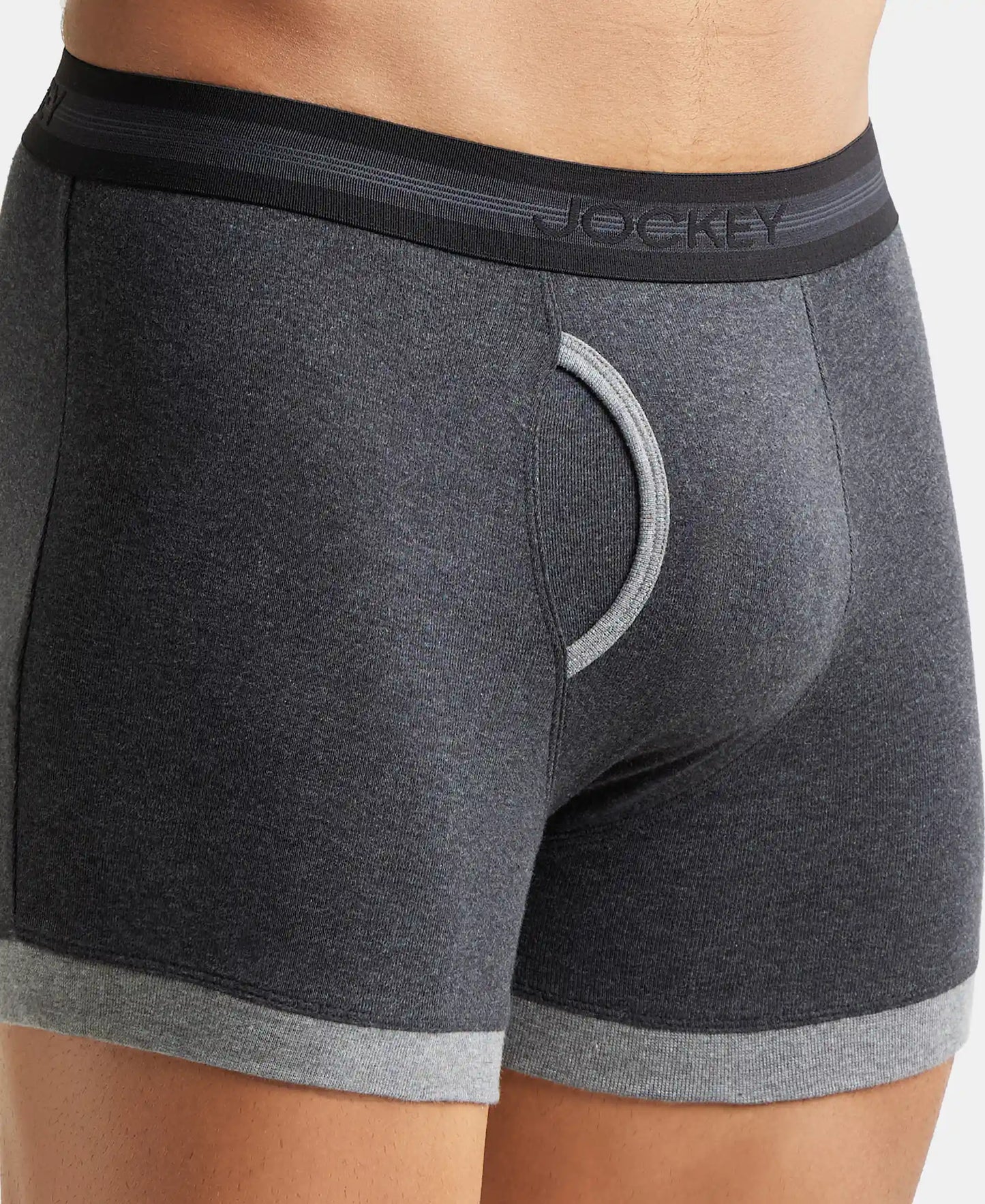 Super Combed Cotton Rib Solid Boxer Brief with StayFresh Treatment - Mid Grey & Charcoal-6
