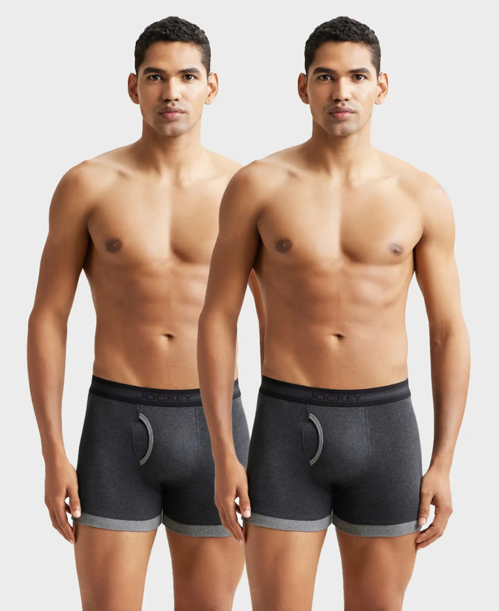 Super Combed Cotton Rib Solid Boxer Brief with StayFresh Treatment - Mid Grey & Charcoal-1