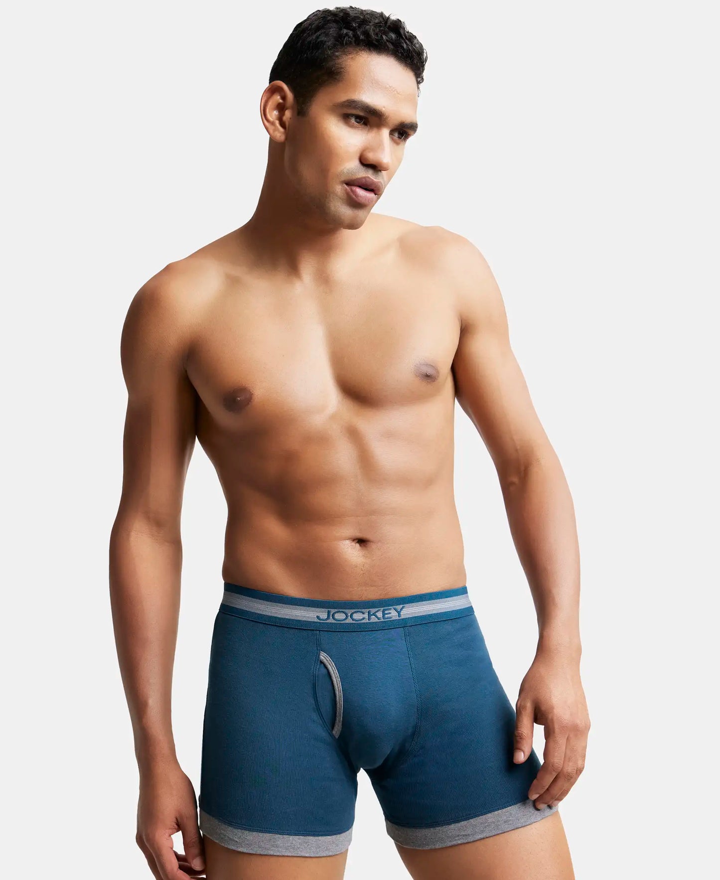 Super Combed Cotton Rib Solid Boxer Brief with StayFresh Treatment - Reflecting Pond & Mid Grey Mel-6