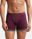 Super Combed Cotton Rib Solid Boxer Brief with StayFresh Treatment - Black & Wine Tasting-1