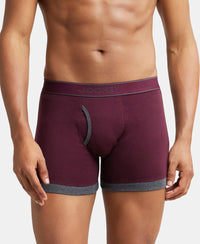 Super Combed Cotton Rib Solid Boxer Brief with StayFresh Treatment - Black & Wine Tasting-1
