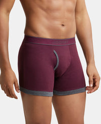 Super Combed Cotton Rib Solid Boxer Brief with StayFresh Treatment - Black & Wine Tasting-2