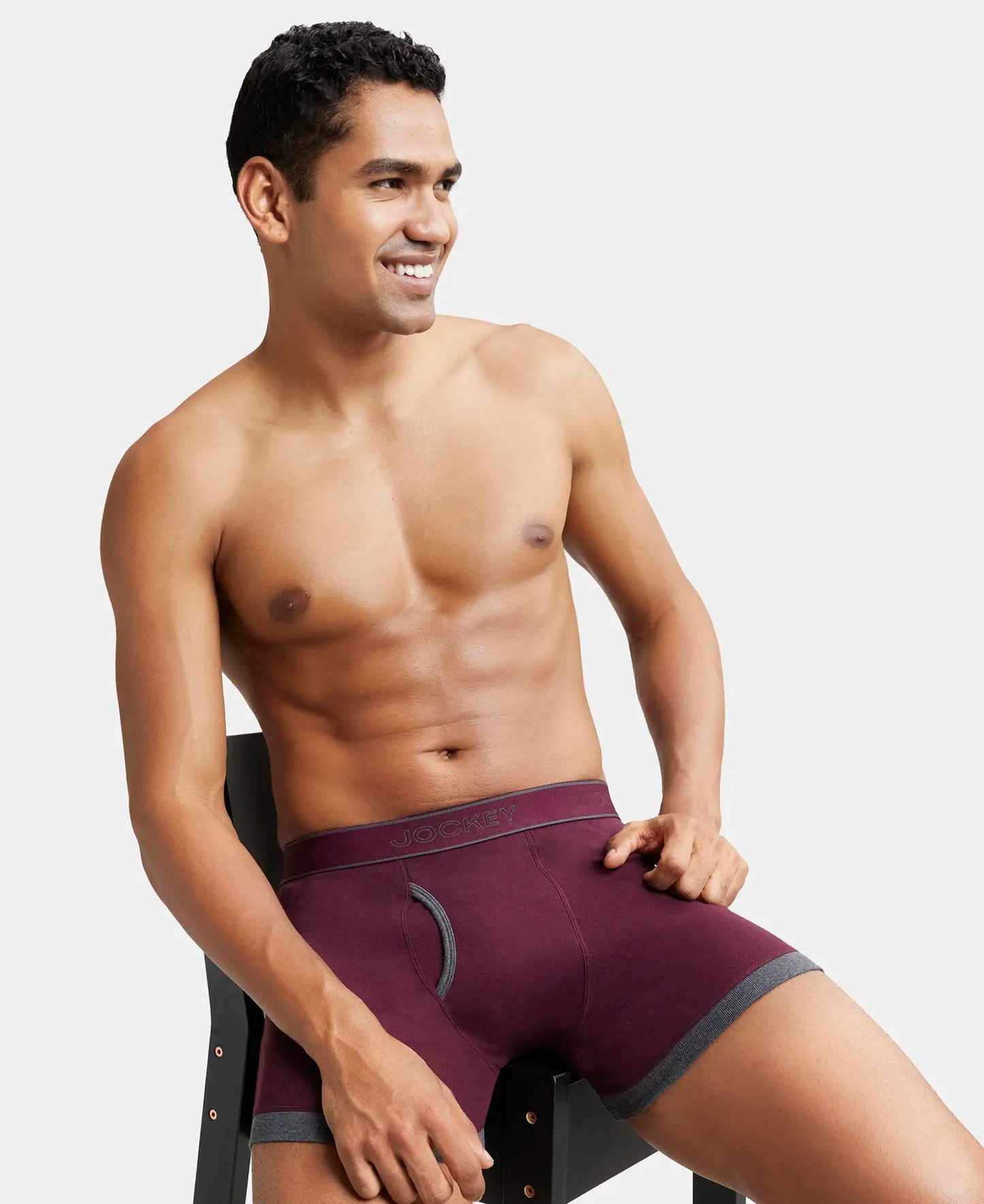 Super Combed Cotton Rib Solid Boxer Brief with StayFresh Treatment - Black & Wine Tasting-5