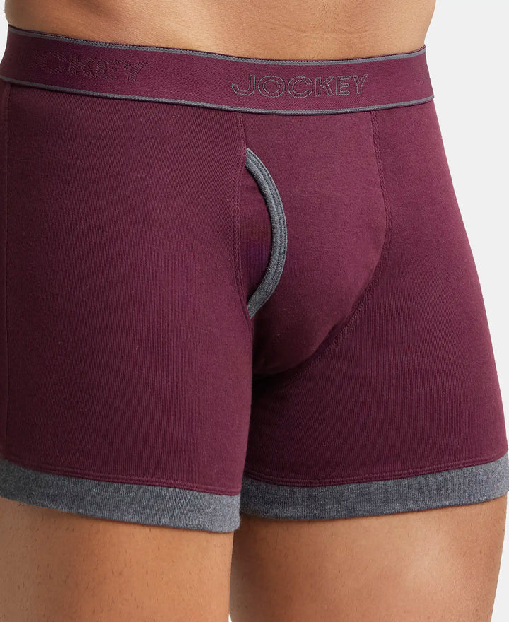 Super Combed Cotton Rib Solid Boxer Brief with StayFresh Treatment - Black & Wine Tasting-6