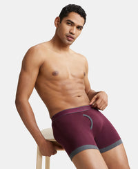 Super Combed Cotton Rib Solid Boxer Brief with StayFresh Treatment - Wine Tasting & Charcoal Melange-6