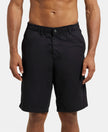 Super Combed Mercerised Cotton Woven Straight Fit Shorts with Side Pockets - Black-1