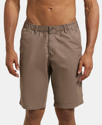 Super Combed Mercerised Cotton Woven Straight Fit Shorts with Side Pockets - Dark Khaki-1