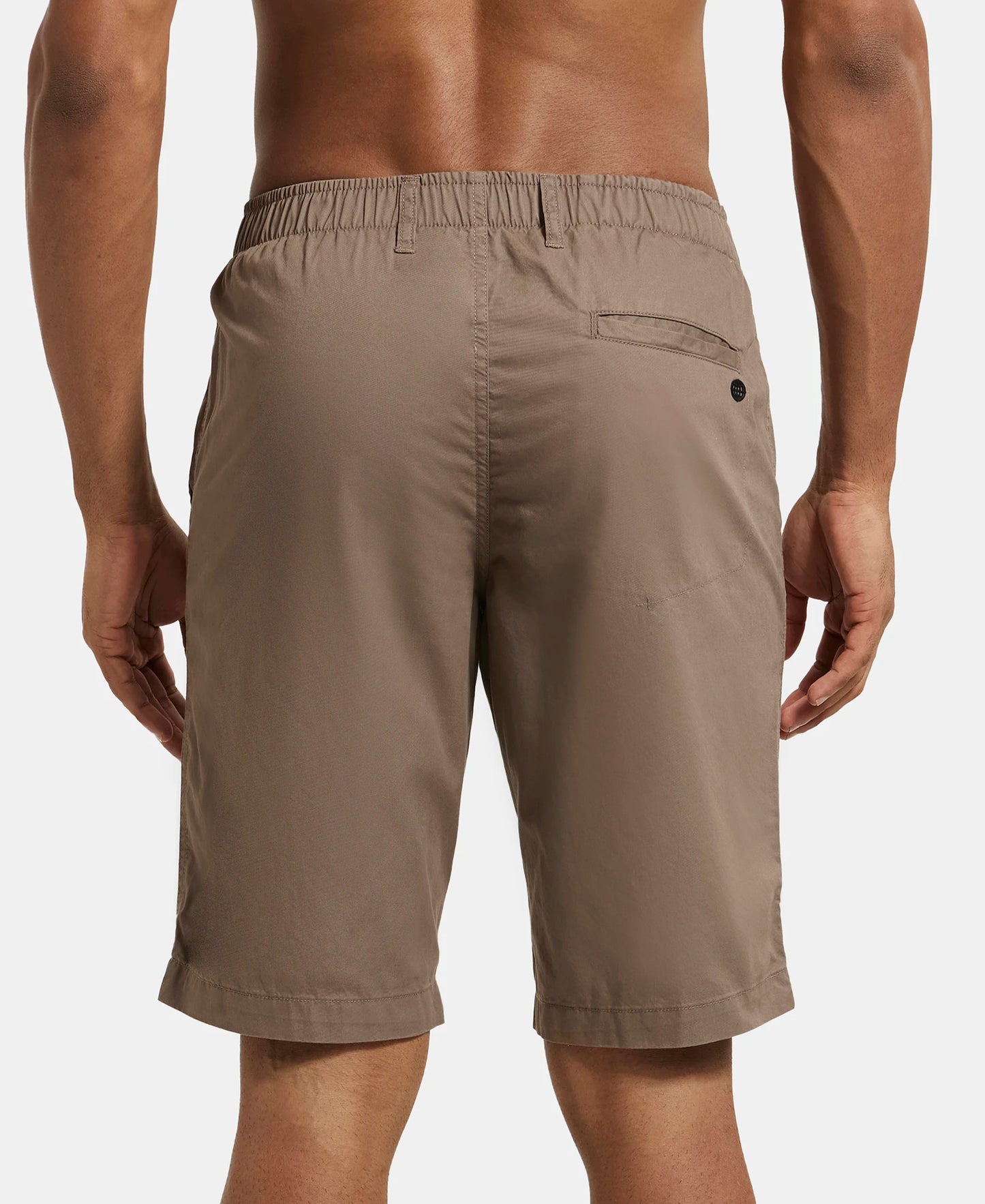 Super Combed Mercerised Cotton Woven Straight Fit Shorts with Side Pockets - Dark Khaki-3