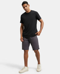 Super Combed Mercerised Cotton Woven Straight Fit Shorts with Side Pockets - Graphite-4