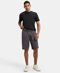Super Combed Mercerised Cotton Woven Straight Fit Shorts with Side Pockets - Graphite-6