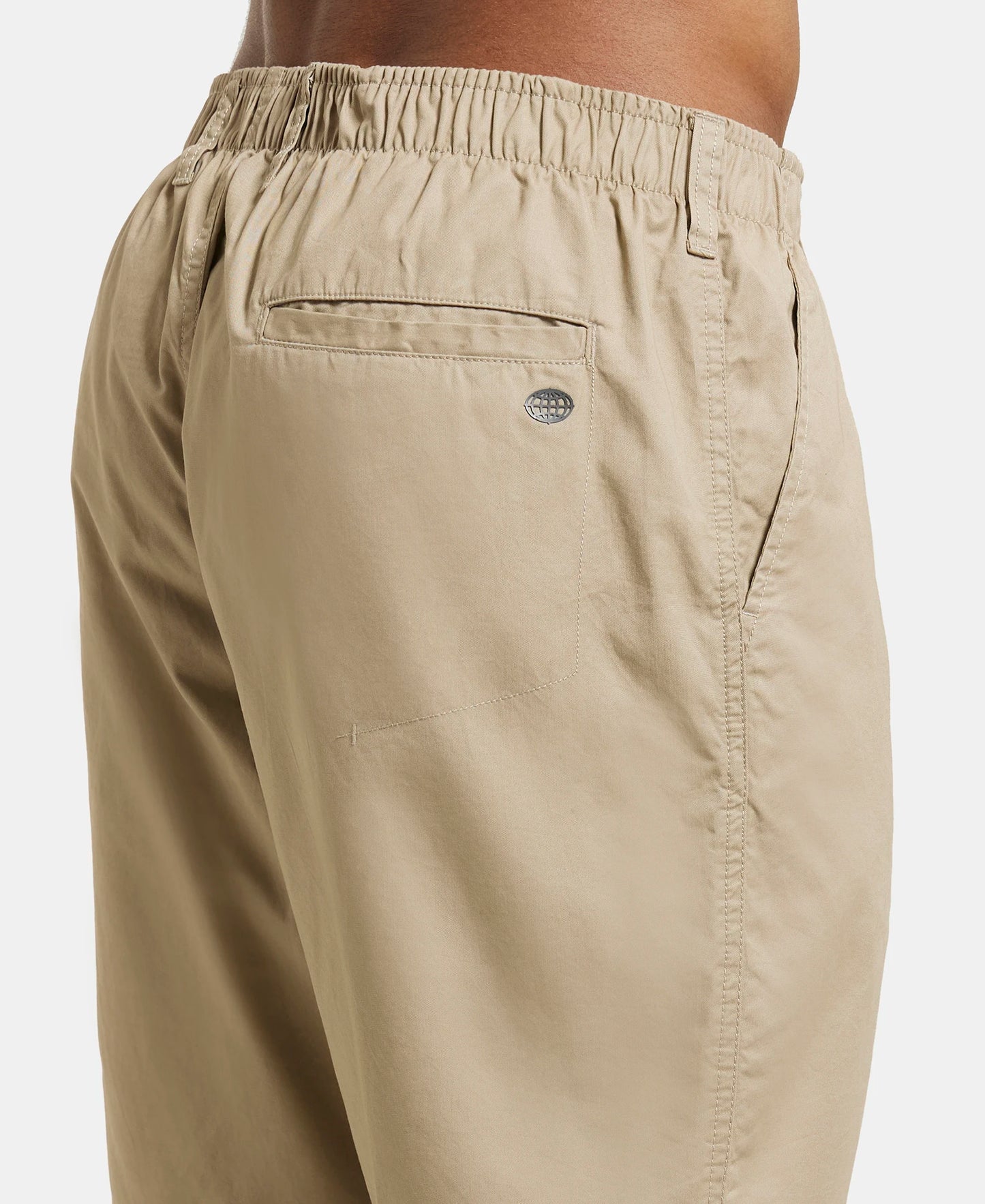 Super Combed Mercerised Cotton Woven Straight Fit Shorts with Side Pockets - Khaki-7