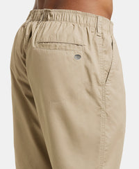 Super Combed Mercerised Cotton Woven Straight Fit Shorts with Side Pockets - Khaki-7
