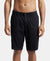 Super Combed Mercerised Cotton Woven Printed Straight Fit Shorts with Side Pockets - Black-1