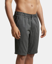 Super Combed Mercerised Cotton Woven Printed Straight Fit Shorts with Side Pockets - Forest Green-2