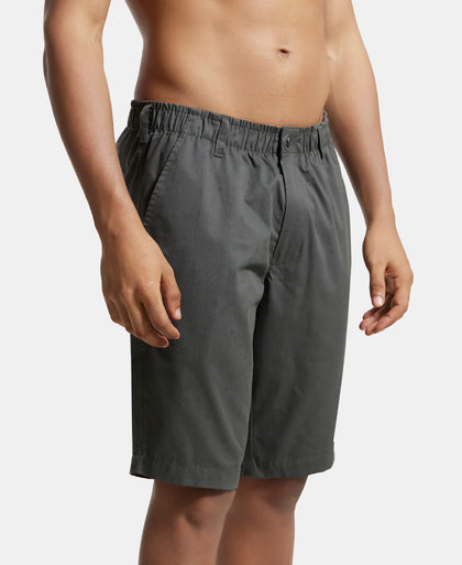 Super Combed Mercerised Cotton Woven Printed Straight Fit Shorts with Side Pockets - Forest Green-2