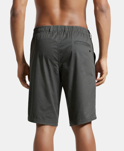 Super Combed Mercerised Cotton Woven Printed Straight Fit Shorts with Side Pockets - Forest Green-3