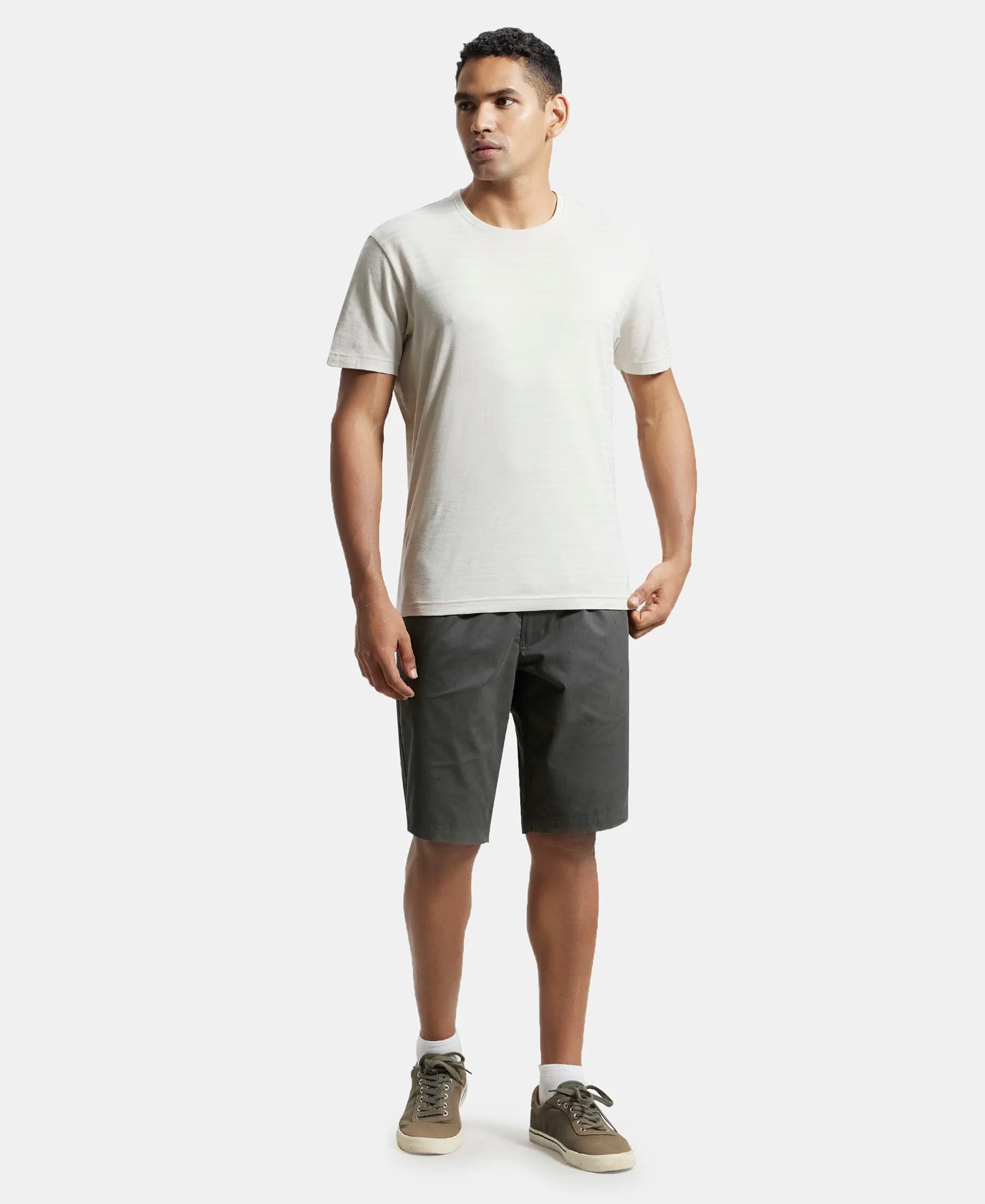 Super Combed Mercerised Cotton Woven Printed Straight Fit Shorts with Side Pockets - Forest Green-4