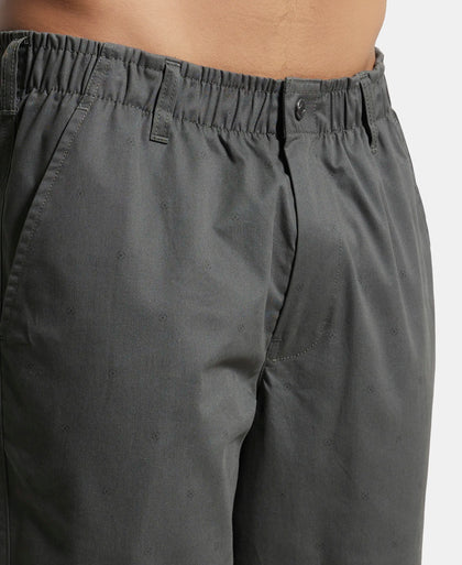 Super Combed Mercerised Cotton Woven Printed Straight Fit Shorts with Side Pockets - Forest Green-7