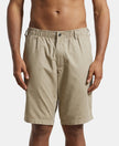 Super Combed Mercerised Cotton Woven Printed Straight Fit Shorts with Side Pockets - Khaki-1