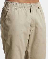 Super Combed Mercerised Cotton Woven Printed Straight Fit Shorts with Side Pockets - Khaki-7