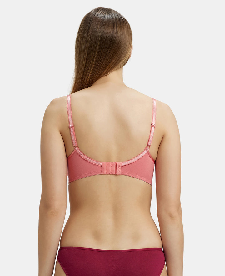 Wirefree Non Padded Super Combed Cotton Elastane Medium Coverage Cross Over Everyday Bra - Blush Pink-3