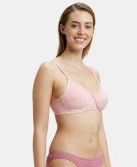 Wirefree Non Padded Super Combed Cotton Elastane Medium Coverage Cross Over Everyday Bra - Candy Pink-2