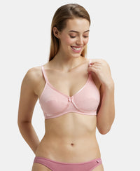 Wirefree Non Padded Super Combed Cotton Elastane Medium Coverage Cross Over Everyday Bra - Candy Pink-5