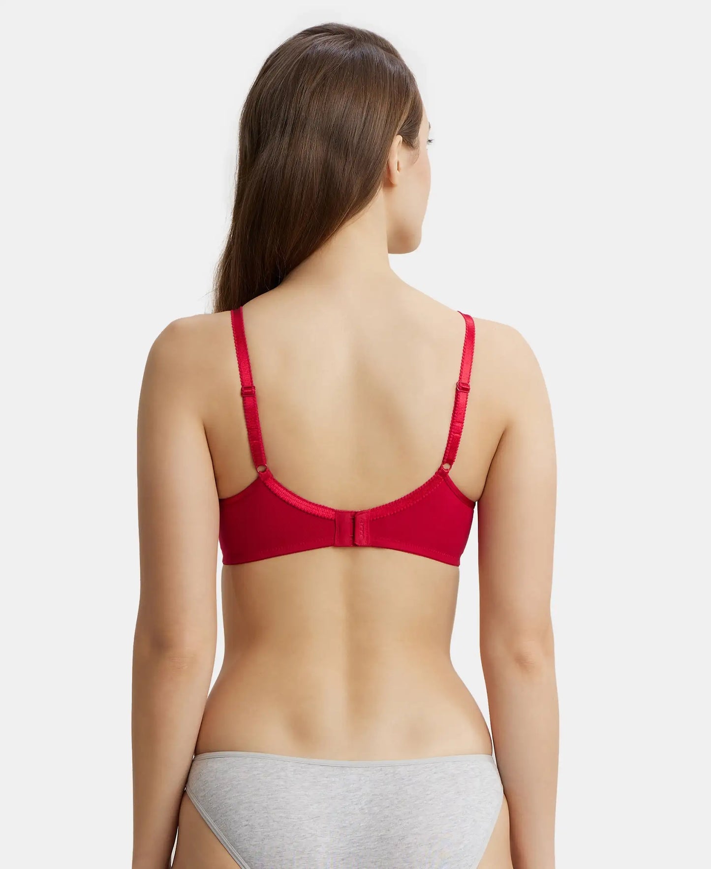 Wirefree Non Padded Super Combed Cotton Elastane Medium Coverage Cross Over Everyday Bra - Red Love-3