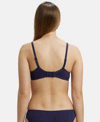 Under-Wired Padded Super Combed Cotton Elastane Medium Coverage T-Shirt Bra with Detachable Straps - Classic Navy-3