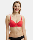 Under-Wired Padded Super Combed Cotton Elastane Medium Coverage T-Shirt Bra with Detachable Straps - Hibiscus-1