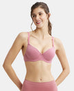 Under-Wired Padded Super Combed Cotton Elastane Medium Coverage T-Shirt Bra with Detachable Straps - Heather Rose-1