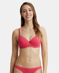 Under-Wired Padded Super Combed Cotton Elastane Medium Coverage T-Shirt Bra with Detachable Straps - Ruby-1