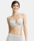 Under-Wired Padded Super Combed Cotton Elastane Medium Coverage T-Shirt Bra with Detachable Straps - Steel Grey Melange-1